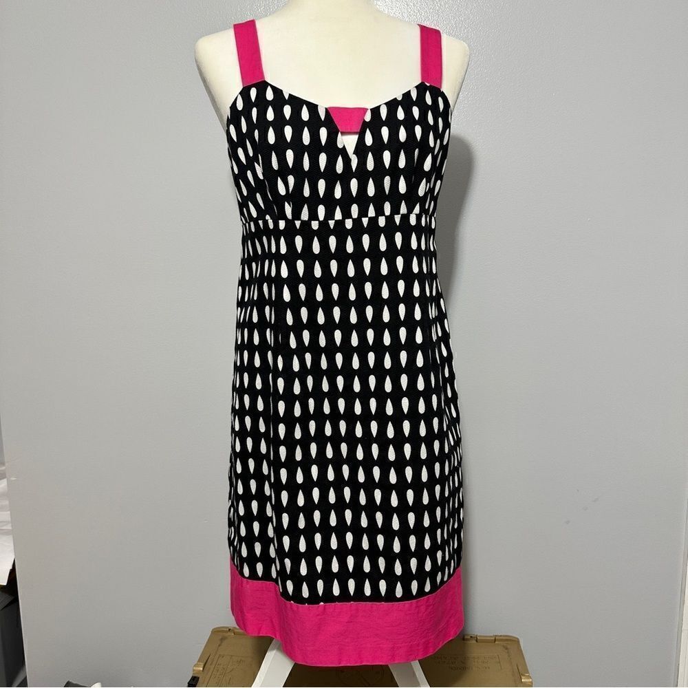 Cato Womens Halter Top Dress Size 8 Black White Pink Raindrops Adjustable Strap
